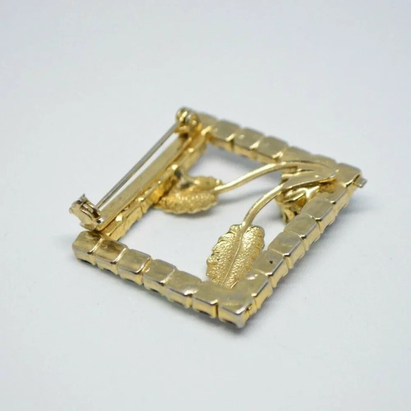 Multi-Color Pastel Rhinestone Rectangle Leaf Pin - Picture 5 of 5